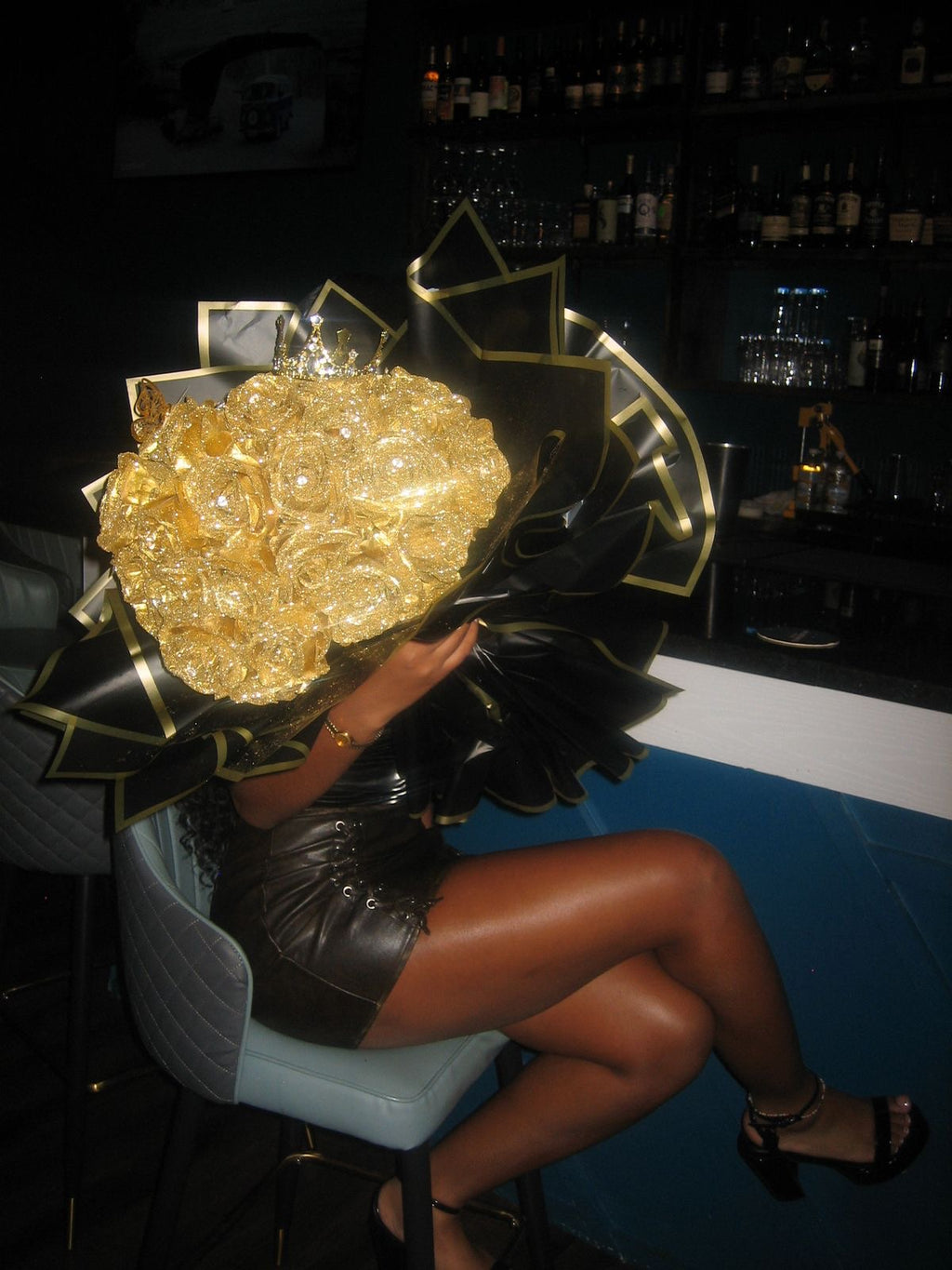 12PCS Glitter Rose DIY Bouquet Kit – Everlasting Faux Flowers with Ribbon & Gift Wrap