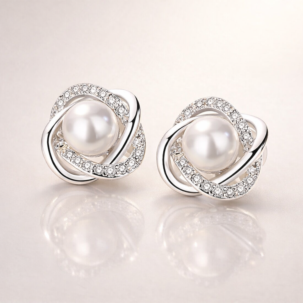 Pearl Twist Sterling Silver Stud Earrings