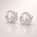 Pearl Twist Sterling Silver Stud Earrings