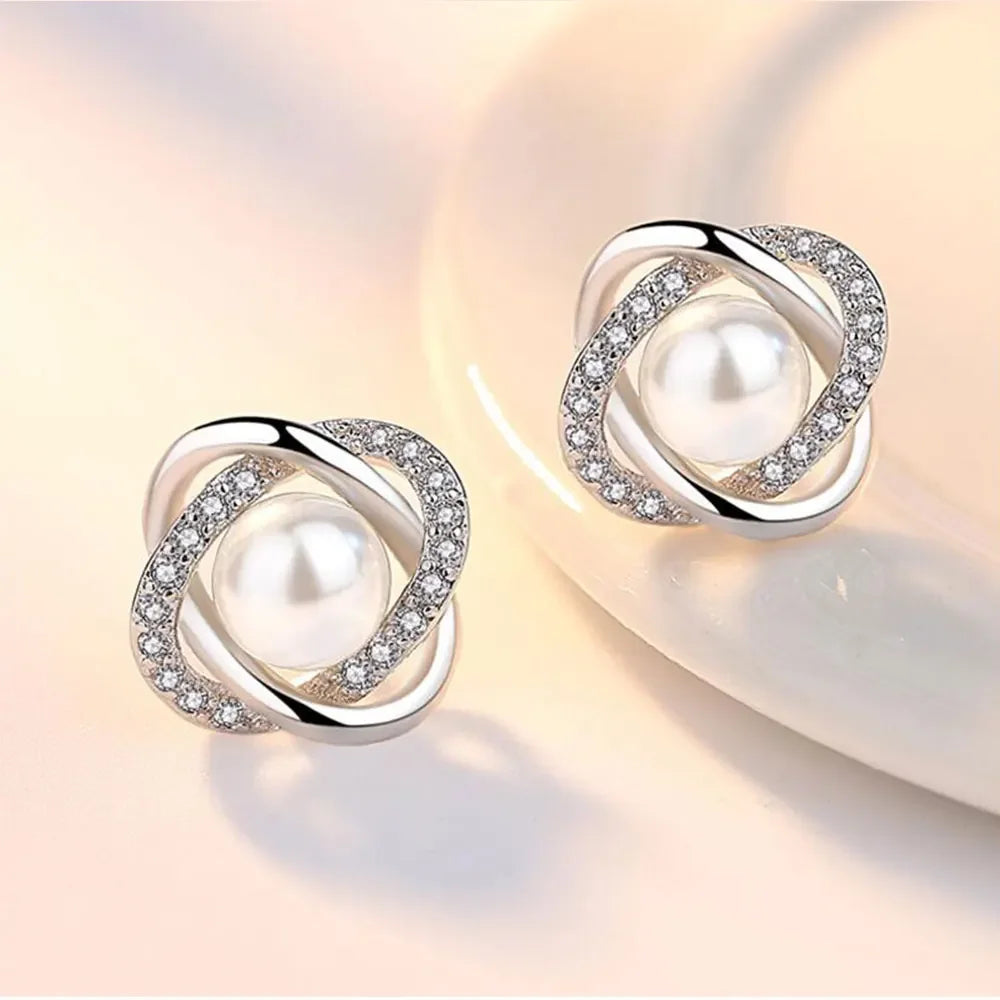 Pearl Twist Sterling Silver Stud Earrings
