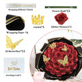 12PCS Glitter Rose DIY Bouquet Kit – Everlasting Faux Flowers with Ribbon & Gift Wrap